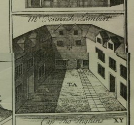 Joseph Richmond's house on Pilgrim St Corbridge map Newcastle 1723